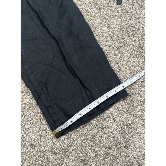 FLAX Linen Pants Black Women’s S Lagenlook Wide Tapered Leg Flowy Zip Button - Picture 9 of 14